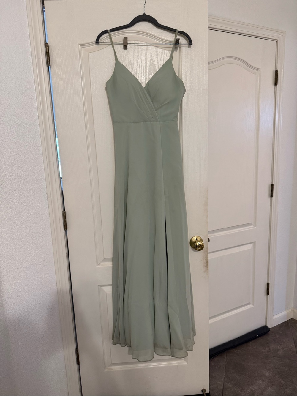 Azazie Sage Green Spaghetti Strap Maxi Dress